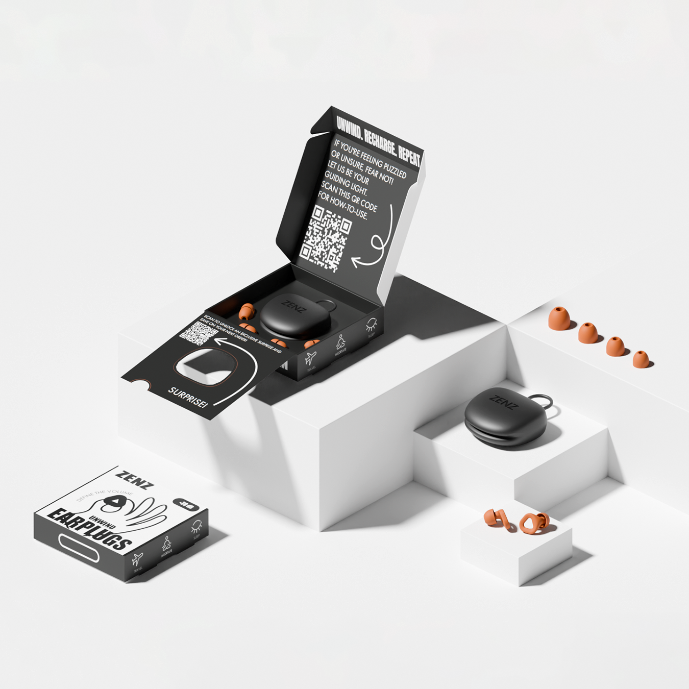 ZENZ - Unwind Earplugs - Blaze Orange